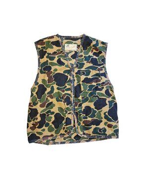 Vintage American Field Duck Camo Hunting Vest Weather Shield Sportswear Medium